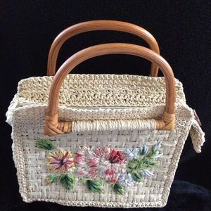 Vintage handbag embroidery cute square bag